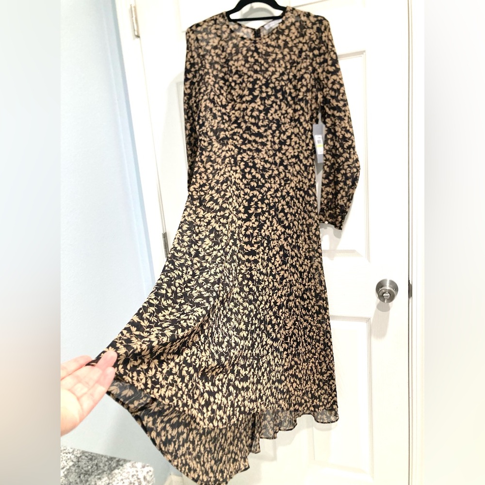 NWT Mark New York Long Sleeve Hi Lo Fit & Flare Leaf Print Dress Size 4 - Picture 4 of 15